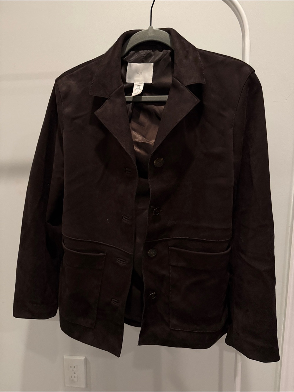 H&M Dark Brown Suede Button Jacket
